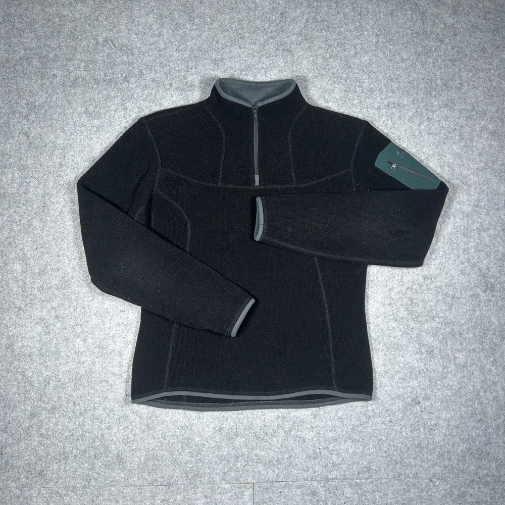 Arcteryx 1/4 zip Fleece Pullover Womens Medium Black Rho Gorpcore base layering
